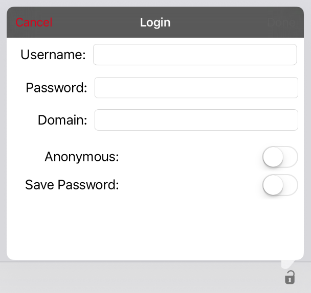 Picture showing the login fields in a multi-App Digitise Apps Standalone App on an iOS device.